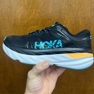 HOKA ONE ONE BONDI 7 1110518-BATL sneaker size 7.5B black running shoes EEE1070
